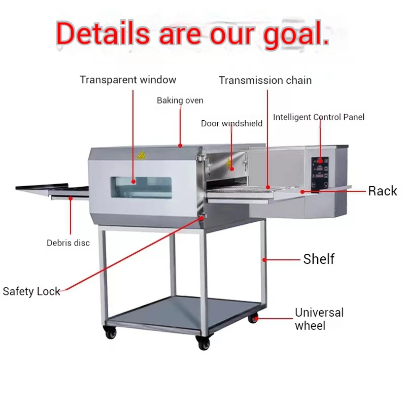 Customized multi size conveyor pizza oven large capacity electric heating baking machine for commercial bakery users