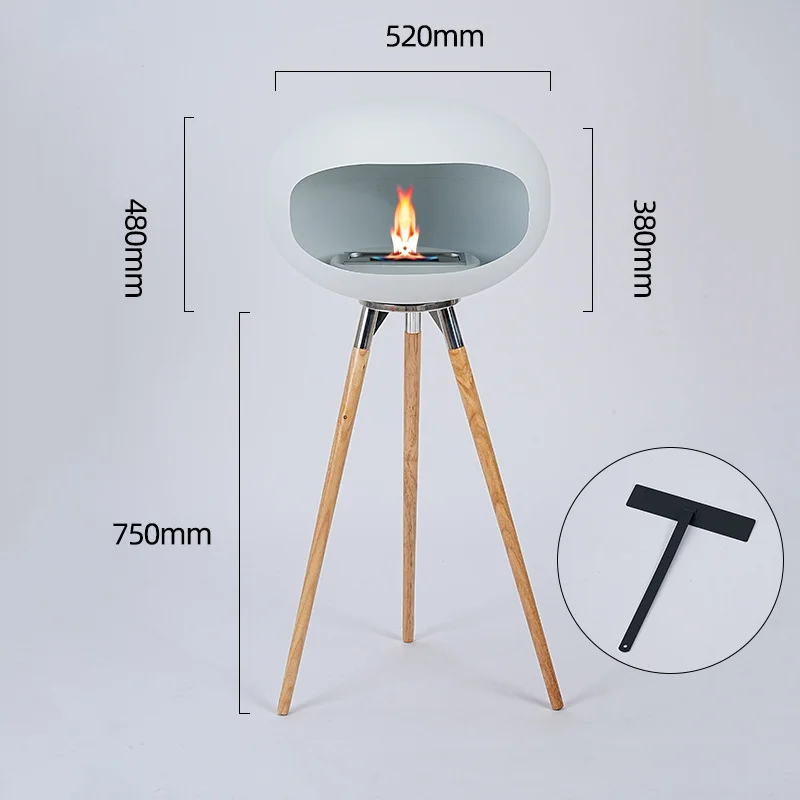 Nordic floor-standing high-foot fireplace real fire stove outdoor indoor decoration high-end atmospheric heating fireplace