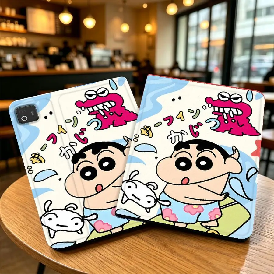 Cartoon Shin-Chans With Pencil Holder Case for Xiaomi Redmi Pad SE K Pad 8.8 9.7 12.4 Inch Pad 5 6 7 8 Pro Pad 6s Pro 7 Ultra