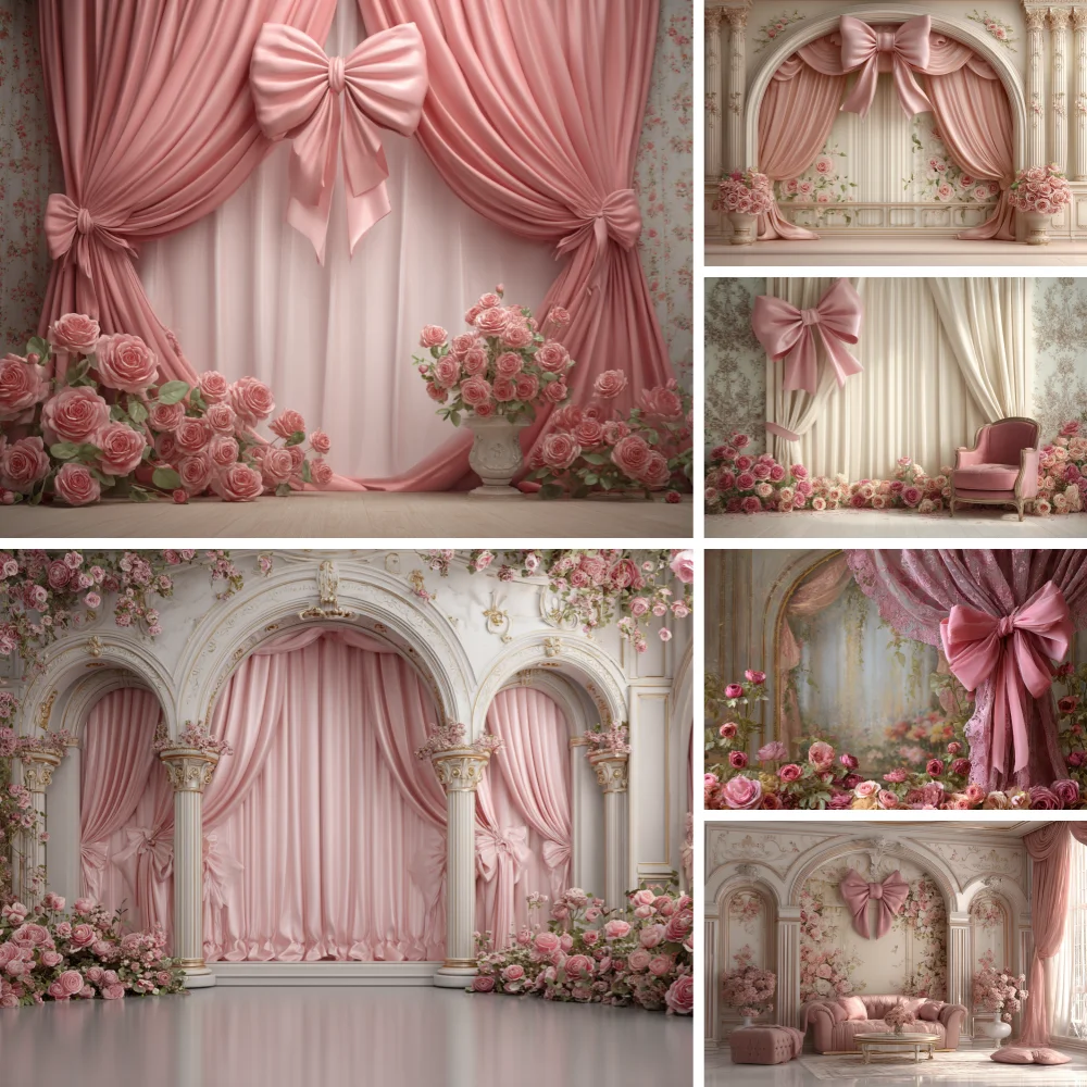 

Flower Butterfly Wall Theme Photography Background Spring Pink White Rose Portrait Wedding Bridal Party Decoration Props Gifts