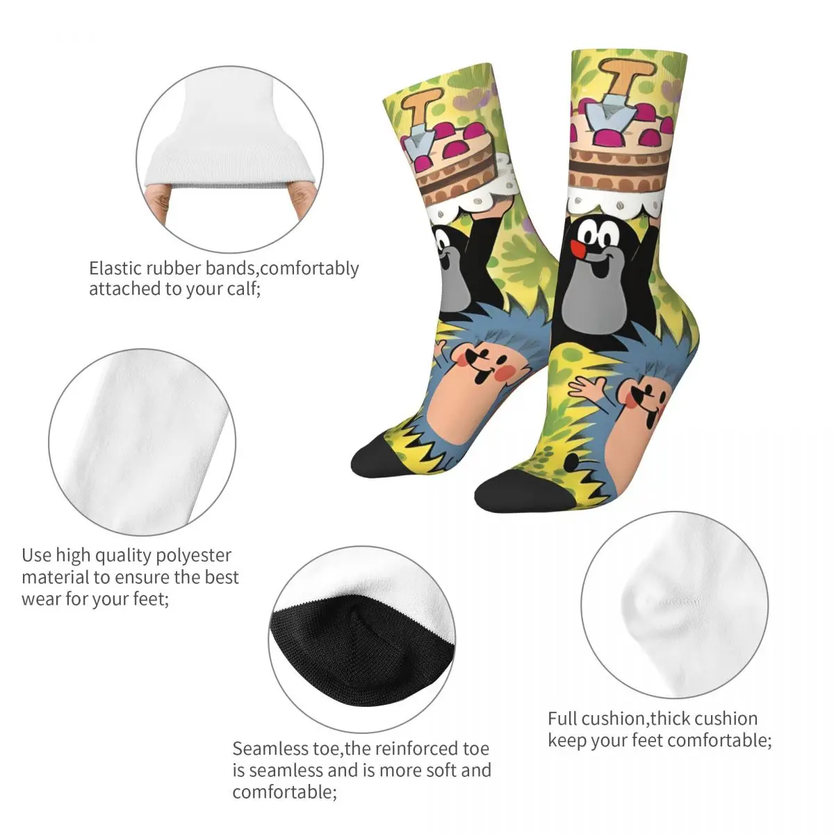 Funny Happy Sock for Men Krtek Harajuku The Little Mole Quality Pattern Printed Crew Sock Casual Gift