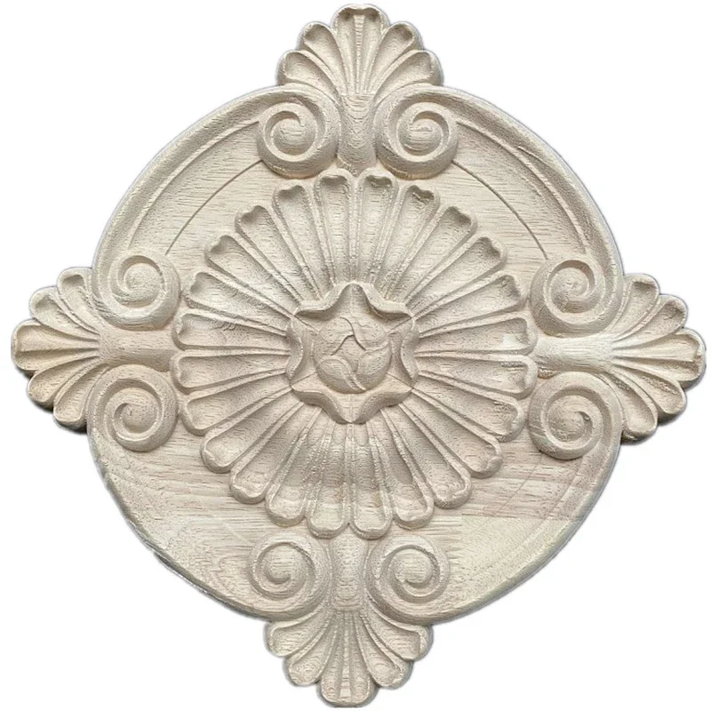 30cm Wood Appliques Molding Carved Decal Corner Onlay Room Decor for Home Decoration Furniture Cabinet Orietal Flower Crafting