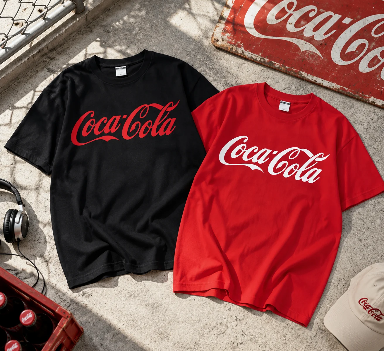 Classic Coca-Cola Logo Print T-shirt Men Women Kids Casual Loose Cotton Short Sleeve Tee Retro Streetwear Unisex Tops