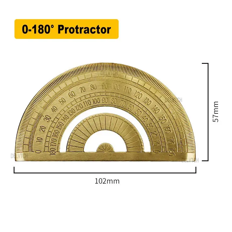 0-180 Degree Metal Brass Copper Protractor Office School Measuring Drawing Tool For Math Geography Art Design Student Exam