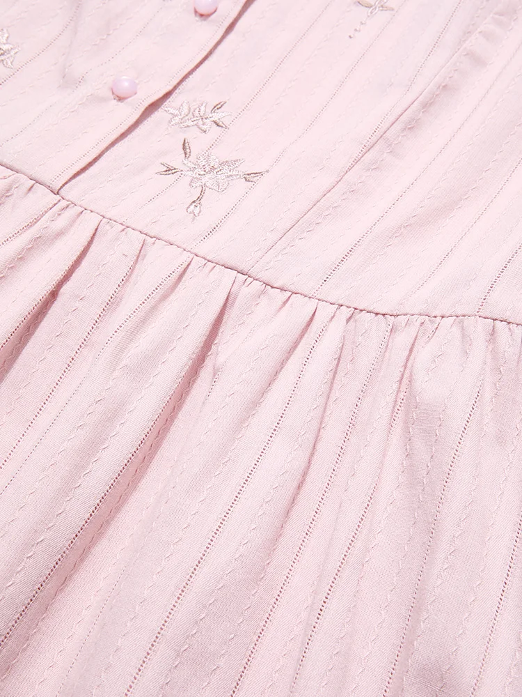 I BELIEVE YOU Women Dresses 2024 Summer Pink Embroidery Short Sleeve New Elegant Retro Slim Midi A-Line Chic Dress 2242055682