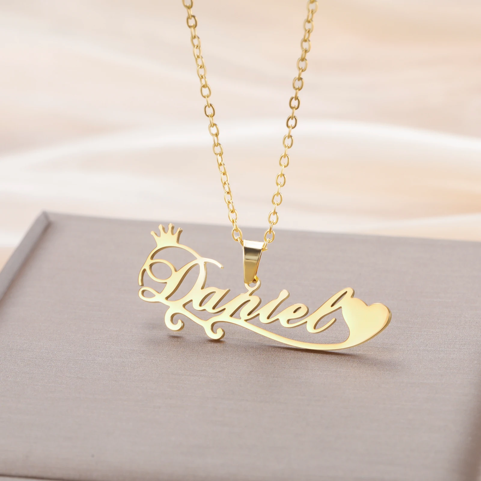 شخصية اسم قلادة مع القلب خط تاج مخصص داينتي قلادة للنساء أمي مجوهرات من صلب لا يصدأ 2026 هدايا السنة الجديدة #3