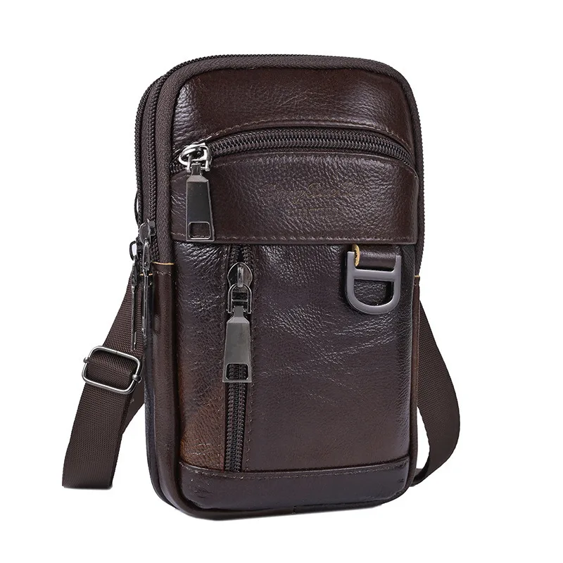 Bolsa de cintura de couro vintage para homens, ombro de couro, bolsa crossbody, Fanny Pack, cinto masculino, bolsa bum, bolsa casual, bolsa de telefone