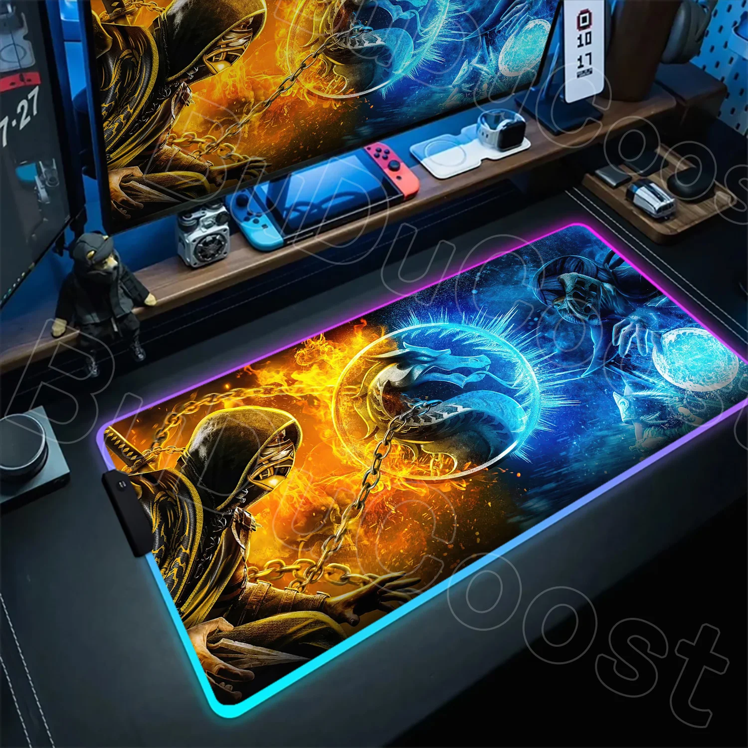 

Gamer Desk Mat Lock Edge Keyboard Mat Cute Mausepad Large Anime Mouse Pad Gaming Accessories HD Print Mortal Kombat RGB Mousepad