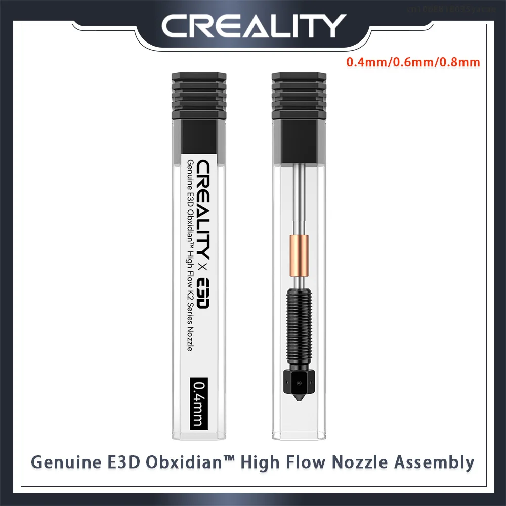 

Creality Genuine E3D Obxidian ™ Узел сопла с высоким расходом - серия K2, 0,4 мм/0,6 мм/0,8 мм для деталей 3D-принтера K2 Plus_Creality Hi