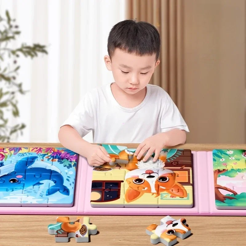 Kinder Holz Puzzle Spiel Baby Spielzeug Lernen Bildungs Wald Meer Tiere Verkehrs Fahrzeug Kinder Spiel Geburtstag Geschenke
