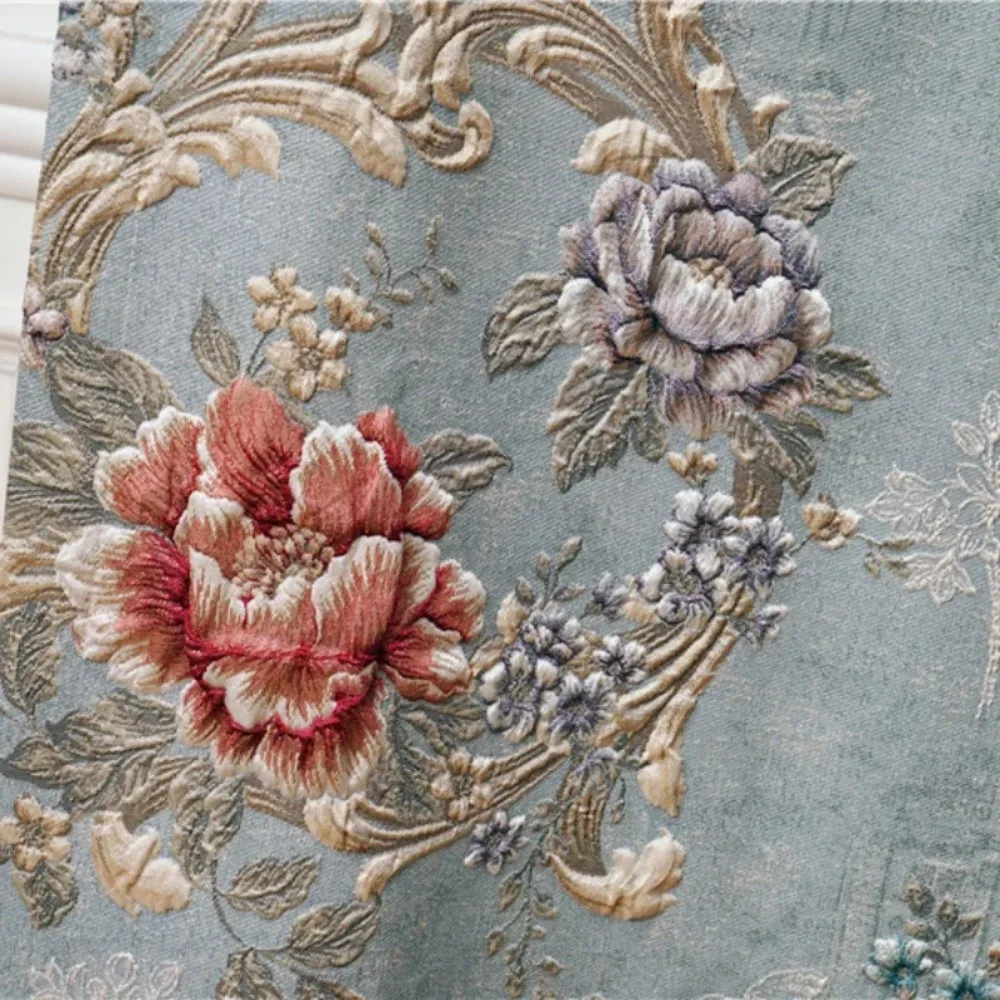 Luxury European-style High-shading Large-embossed High-precision Jacquard Window Curtains for Living Dining Room Bedroom Villa