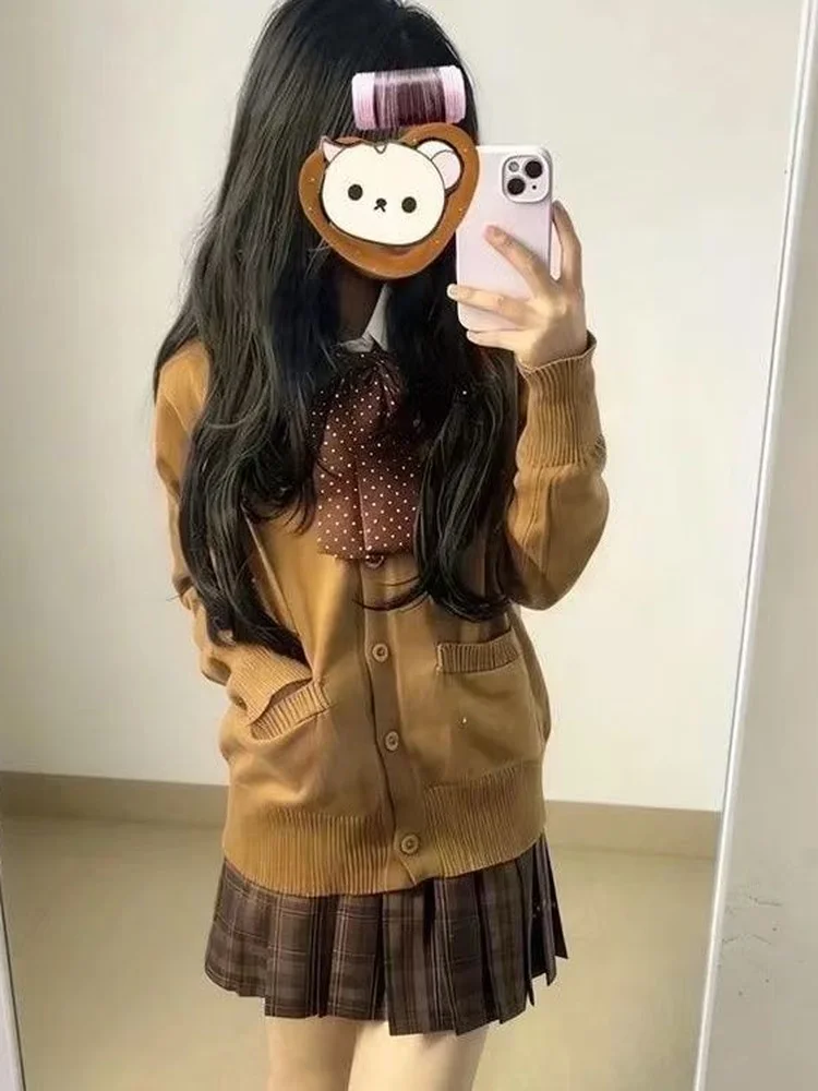 

Кардиган из трикотажа цвета карамели, комплект из четырех предметов: мягкий, стильный, для школы, зимний, повседневный наряд