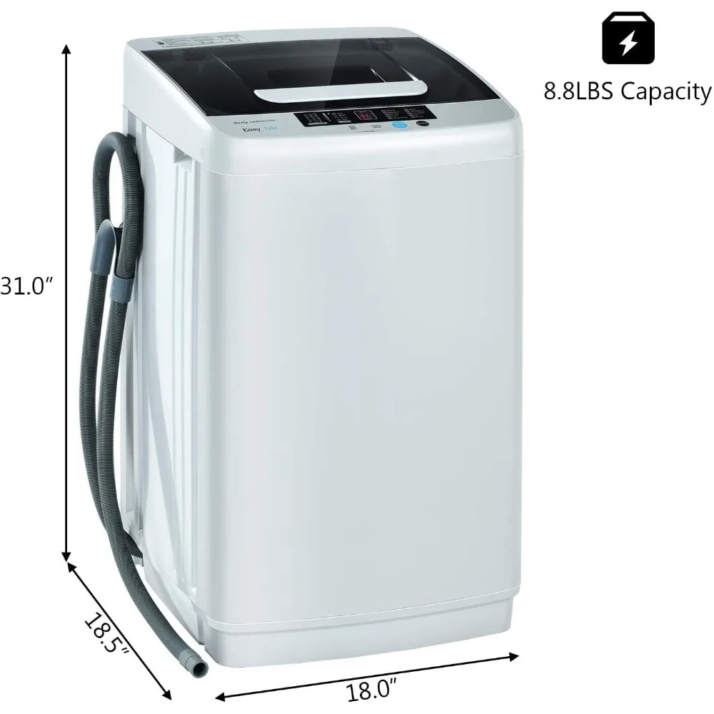 Washing Machine, 1.04 Cu.ft 8.8lbs Capacity and 10 Programs Built-in Drain Pump, 2 in 1 Portable Automatic Washing Machine