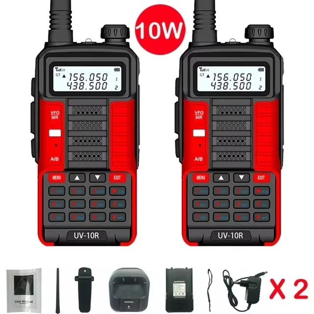 2 قطعة BaoFeng UV-10R V2 10 واط لاسلكي محمول VHF UHF ثنائي النطاق 5800 مللي أمبير اتجاهين CB هام جهاز الإرسال والاستقبال اللاسلكي اتجاهين أجهزة الراديو 2025