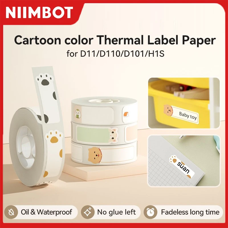 Niimbot D101/D11/D110 Mini Portable Label Printer Thermal Color Cartoon Labels Waterproof Maker Fast Printing Home Use Office