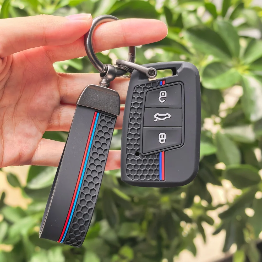 Car Key Case Cover Keychain For Skoda Kodiaq Karoq Octavia Fabia For Seat Ateca For VW Passat B8 Polo Tiguan Atheon Taos