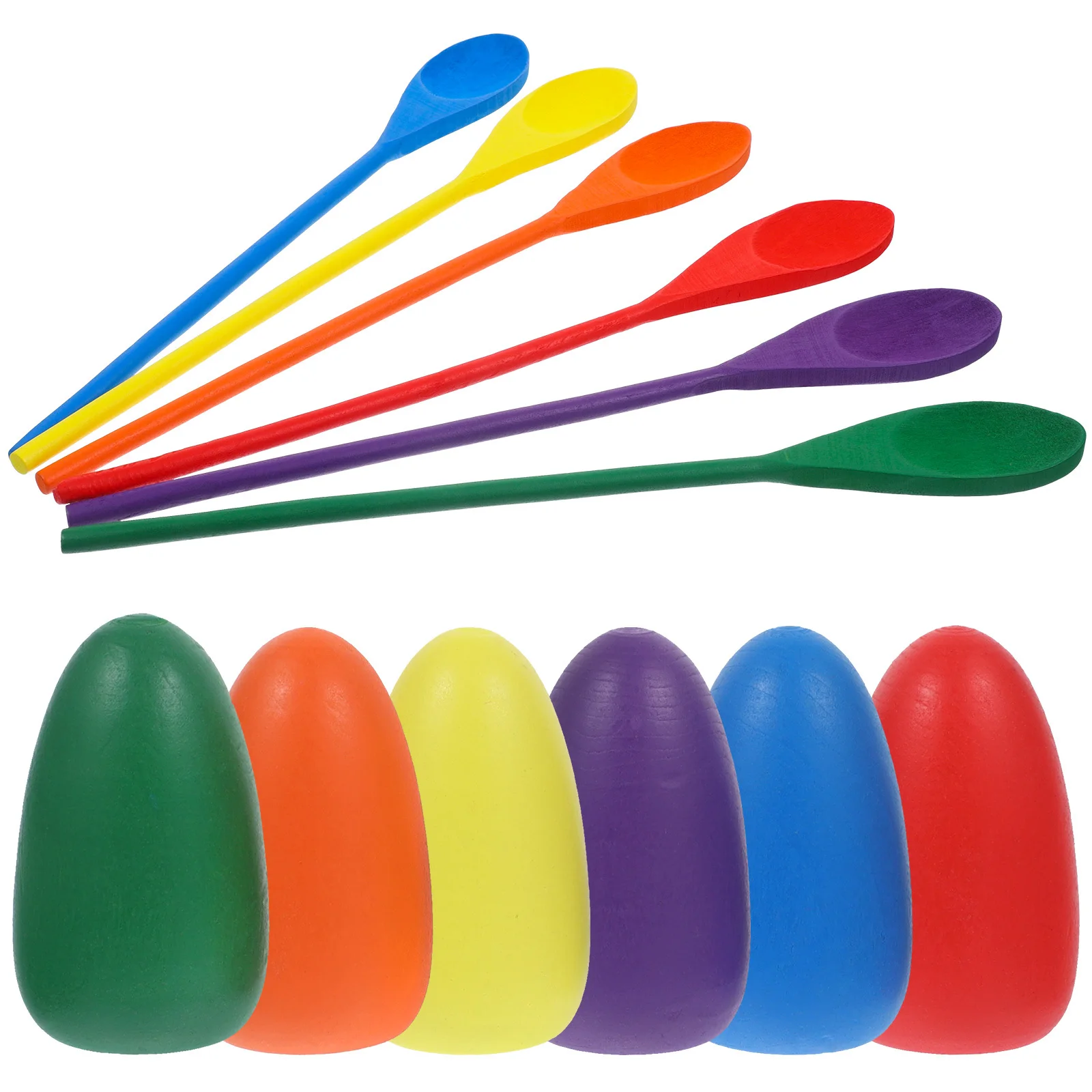 6Pcs Wooden Egg Spoon Race Balancing Training Game Set Fun Outdoor Playing Tool for Kids Adults Family Relay Race Game