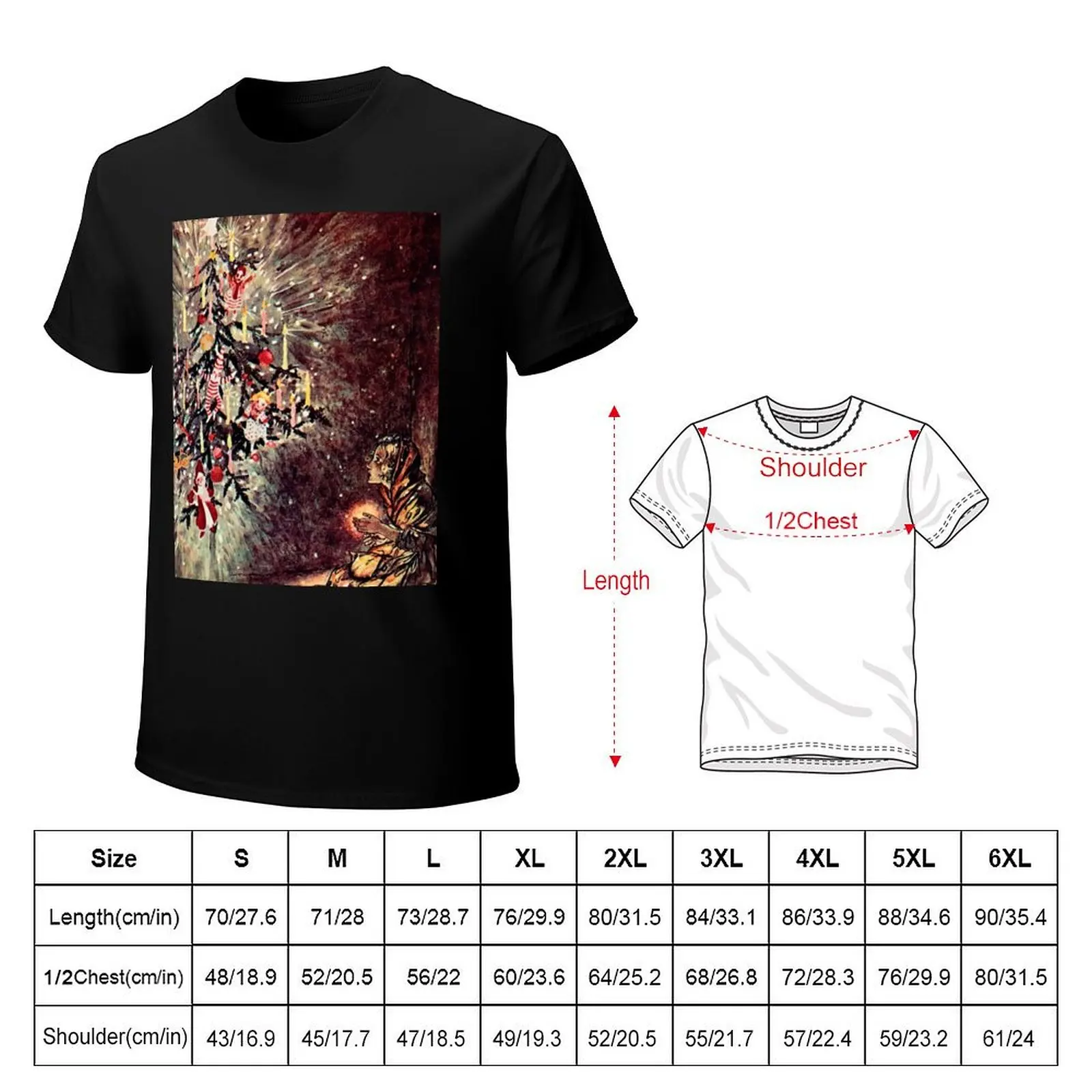 The Little Match Girl - Arthur Rackham Christmas T-Shirt Casual Simple Design Short Sleeve Shirt