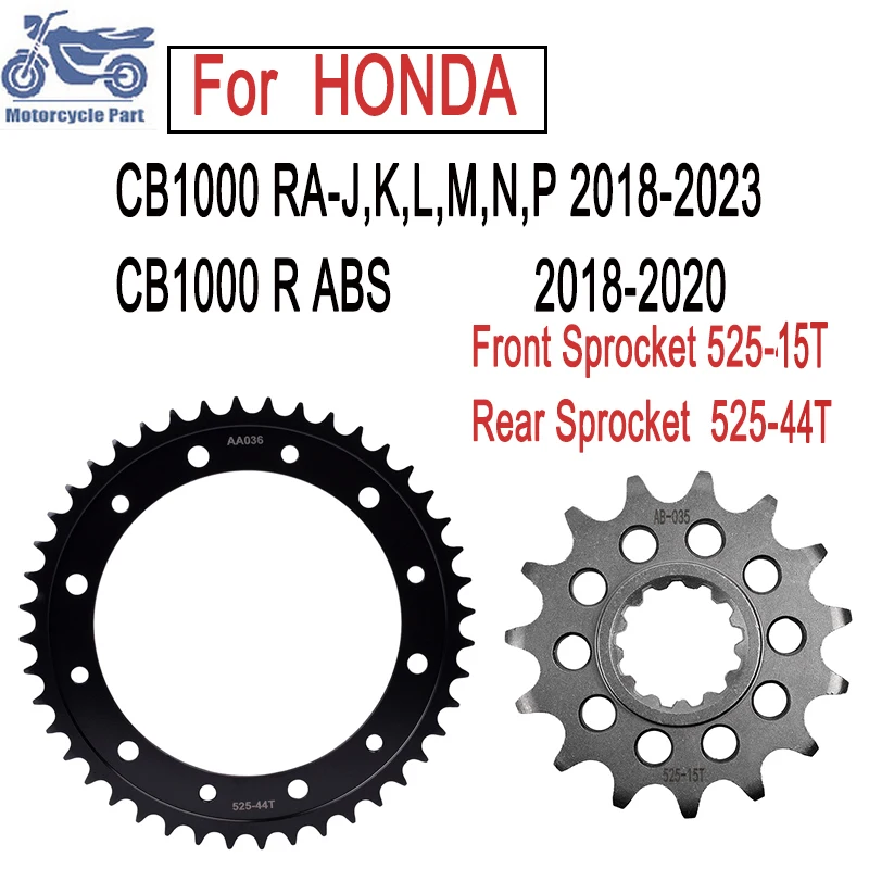 

Motorcycle Front Rear Sprockets 20CrMnTi For HONDA CB1000 CB1000R 1000R ABS 2018 2019 2020 2021 2022 2023 44T/15T Tooth 525