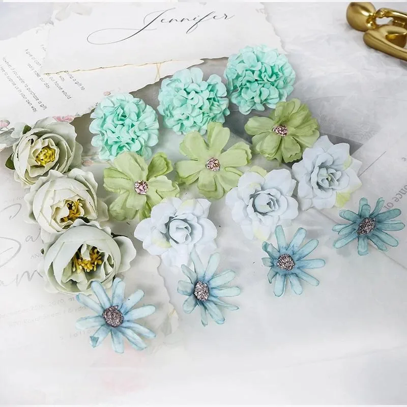 Rose Artificial Flower Silk Foam Flower Family Room Decoration Wedding Decor Bouquet Festival DIY Wreath Bride Accessories