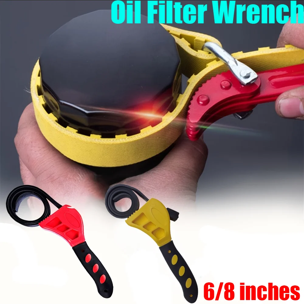 

1Pcs 8inch Belt Wrench Oil Filter Puller Strap Spanner Chain Wrench Strap Opener Adjustable Disassembly Tool Universal Strap