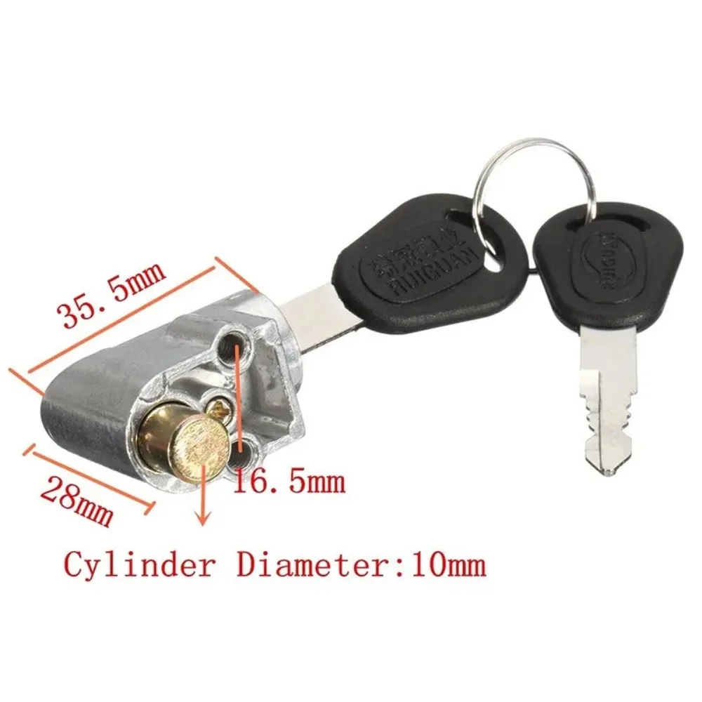 

Motorcycle Electric Bike Ignition Switch Battery Safety Lock, Metal Lock with 2 Keys for Scooter, 16.5mm Hole Centers