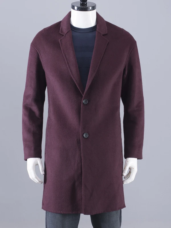 

Классический Берри! Двусторонняя шерстяная мужская ветровка с воротником-стойкой, модная повседневная шерстяная куртка средней длины для осени и зимы