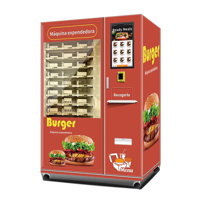 Máquina Expendedora de Comida para Almuerzo con Hamburguesas, Proveedor Personalizado, Refrigerador de Autoservicio 24 Horas, Sistema de Calefacción, Comida Caliente