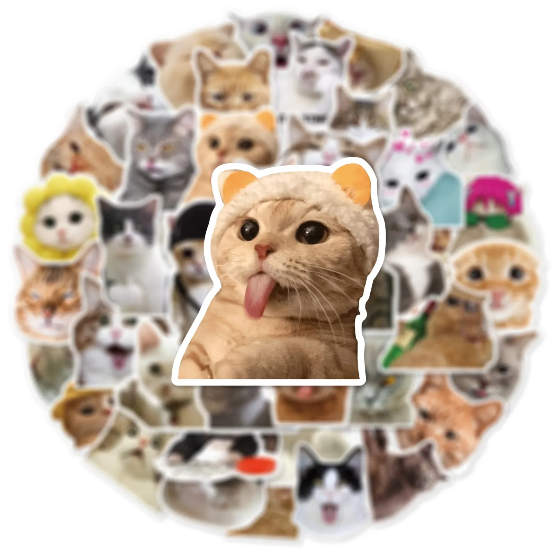 10/30/50Pcs Funny Cat Waterproof Graffiti Sticker Aesthetic Decorative Luggage Cup Guitar Laptop Phone Notebook Kids Stickers