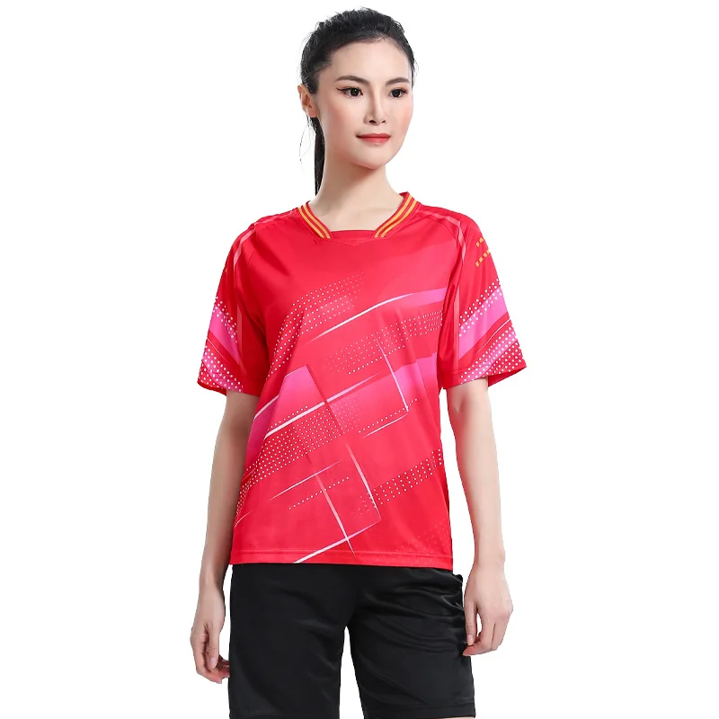 Badminton Tee Student Competition Training Women Table Tennis Gym Polyester Short Sleeves Quick Dry  Breathable Volleyball Shirt