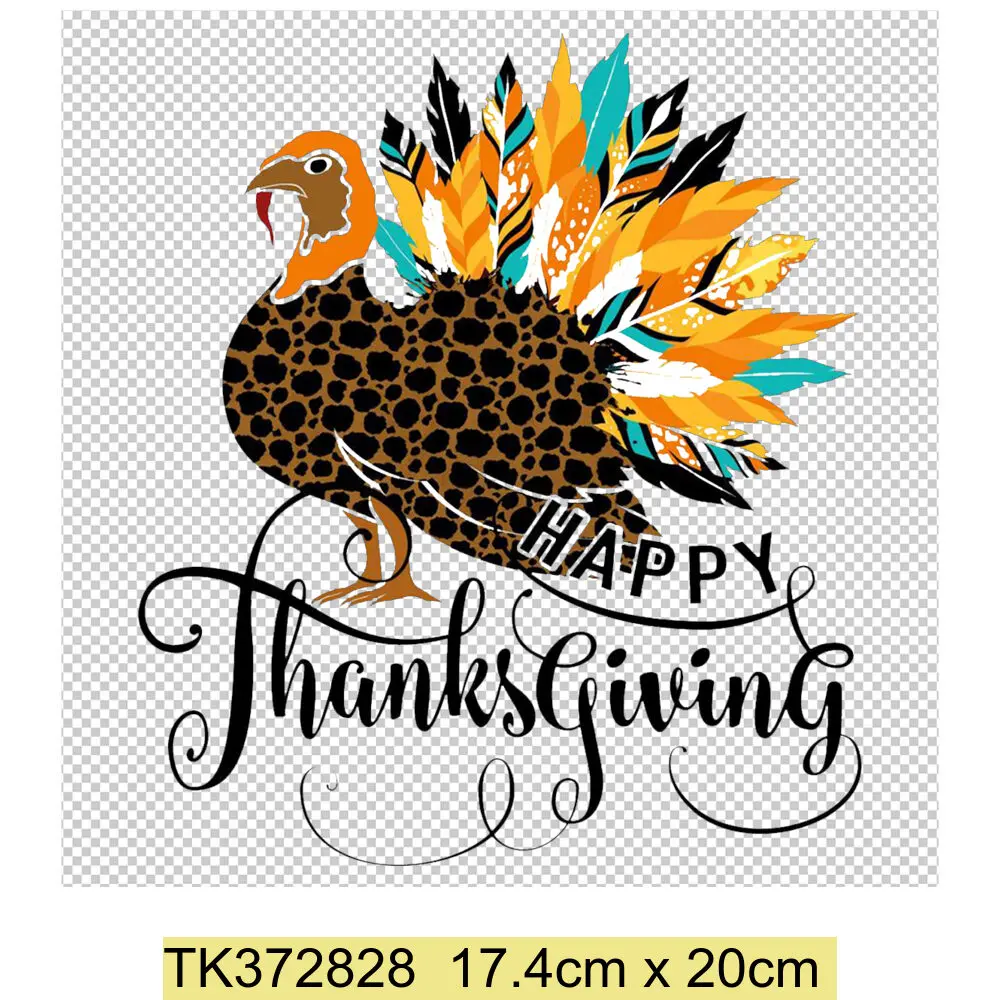 Thanksgiving Iron on Transfers Patches Happy Thanksgiving Pumpkin Autumn Heat Transfers Patches Clothes Heat Transfer Stickers