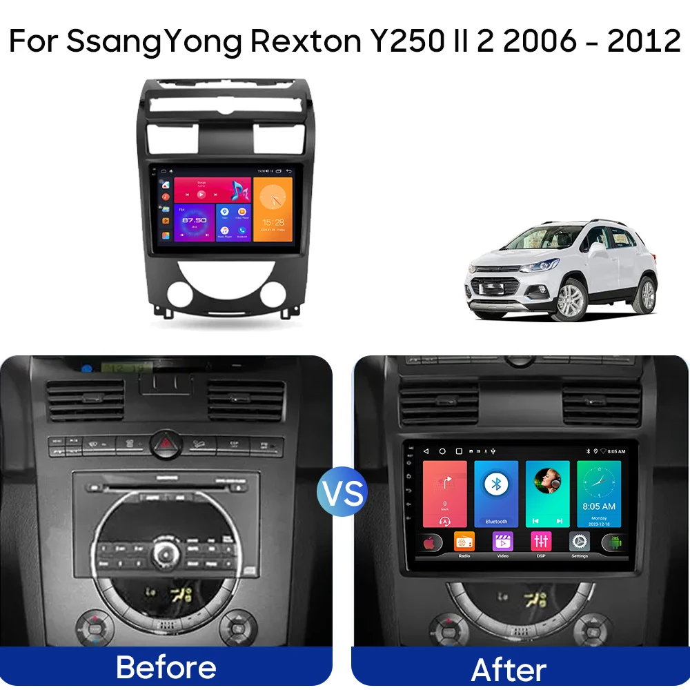 Car Radio For SsangYong Rexton Y250 II 2 2006 - 2012 GPS Navigation Head Unit Multimedia Video Player Android Auto No 2din DVD