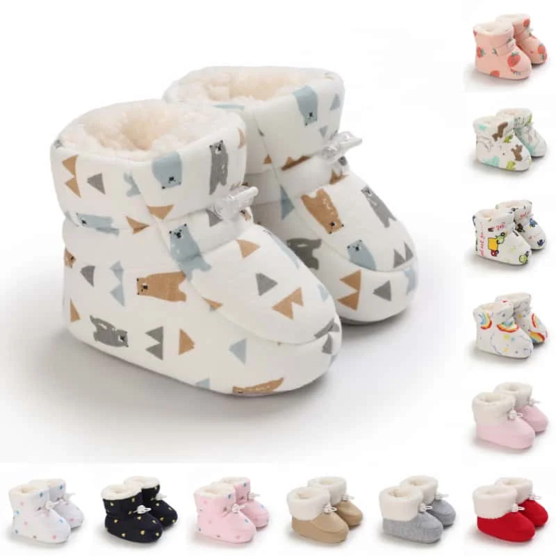 Baby Boys Girls Winter Boots 0-12 Months First Walkers Warm Soft Sole Ski Proof Casual Fashion