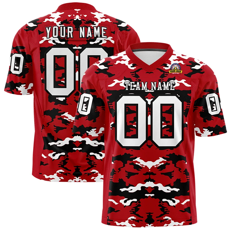 

Custom Men's Short Sleeve Breathable Football Jersey Stitched Retro American Football Wear Camo Shirt