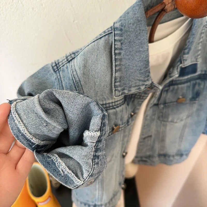 Boys Coat Jacket Cotton Outerwear Overcoat 2023 Blue Jean Spring Autumn Plus Size  Children\'s Warm Clothing