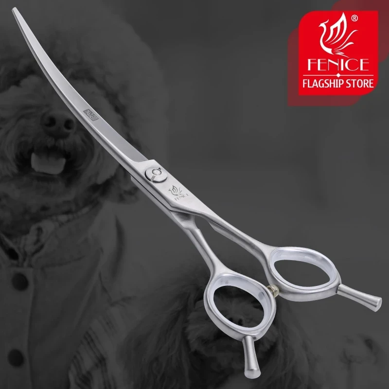 Fenice Professional JP440C 6.75/7.5 Inch Curved Pet Dog Grooming Cutting Scissors Shears