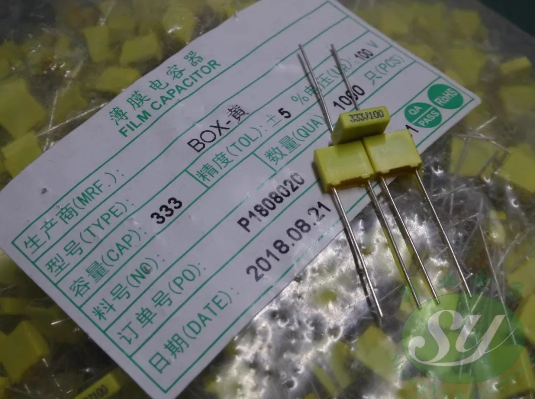 

50PCS 0.033uf/100v 33nf 333 New 5mm film capacitance