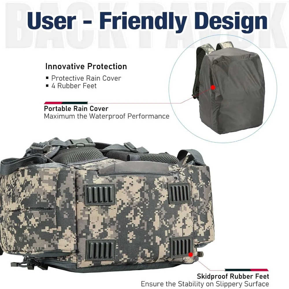 Fishing Backpack with 2 Rod Holders & 4 Tackle Boxes, Large Tackle Storage Bag With Rain Cover for Fishing Gear