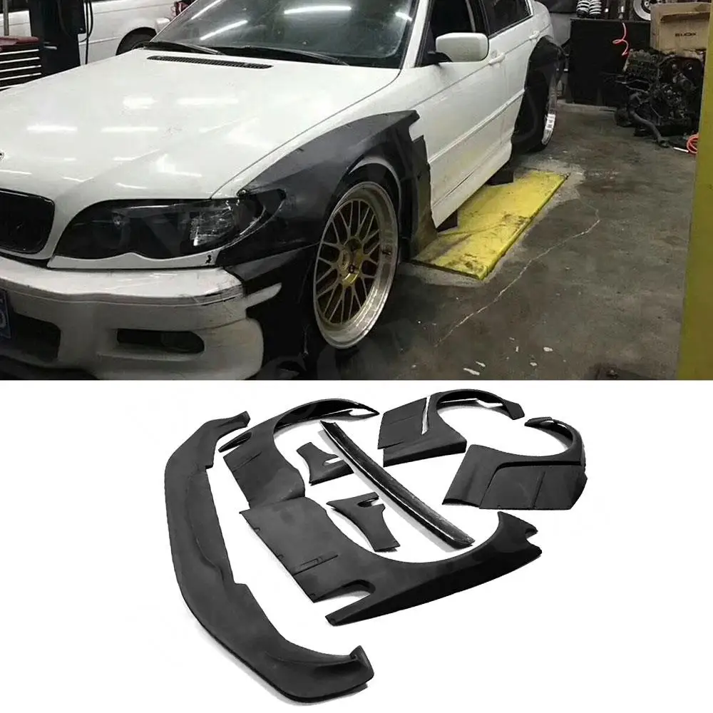 

VACOMUL Car Wide Body Kit For BMW E46 Sedan 4 Door FRP Fiber Glass Bodykit Front Lip Rear Fender Trunk Spoiler Rocket Bunny Part