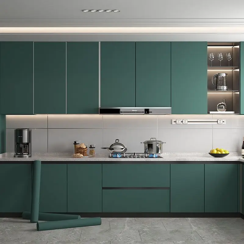 Cocina Decor Thick Green Oil Proof Waterproof PVC Self Adhesive Wallpaper Muebles Kitchen Cabinets Armoire Vinyl Contact Paper