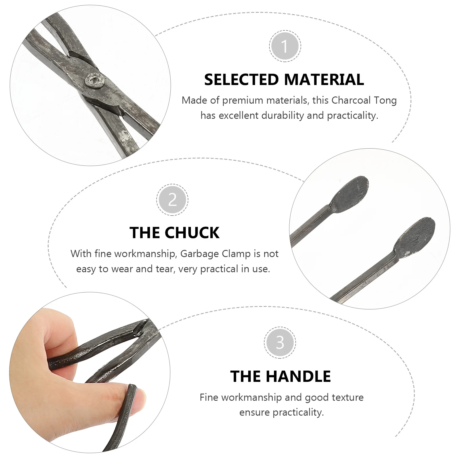 

2Pcs Charcoal Tongs Firewood Clamp Durable Metal Garbage Pickup Clips for Fireplace Fire Pit Barbecue Grill Trash Cleaning