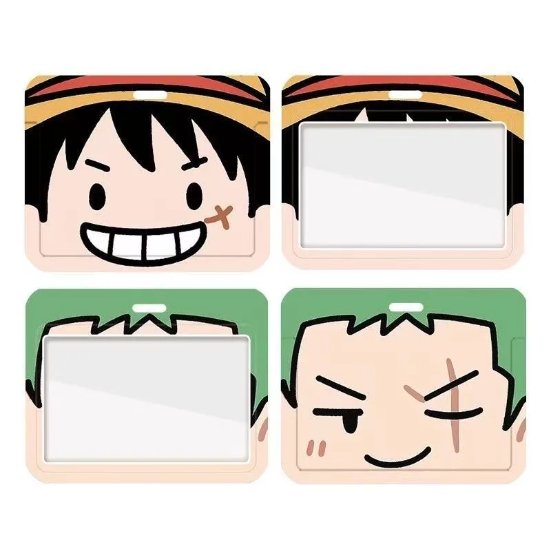 Lindo Porta Tarjetas de One Piece Luffy Zoro, Funda para Credencial de Identificación de Dibujos Animados, Protector de Tarjeta de Acceso para Estudiantes y Autobuses para Niñas y Niños