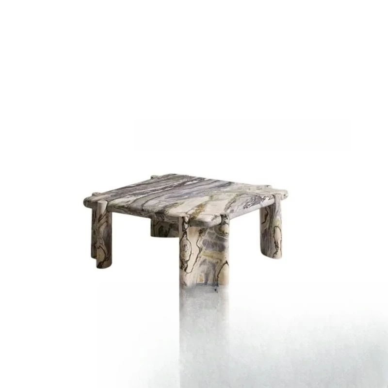 Modern square green marble coffee table decorated with natural stone mouth table with irregular legs