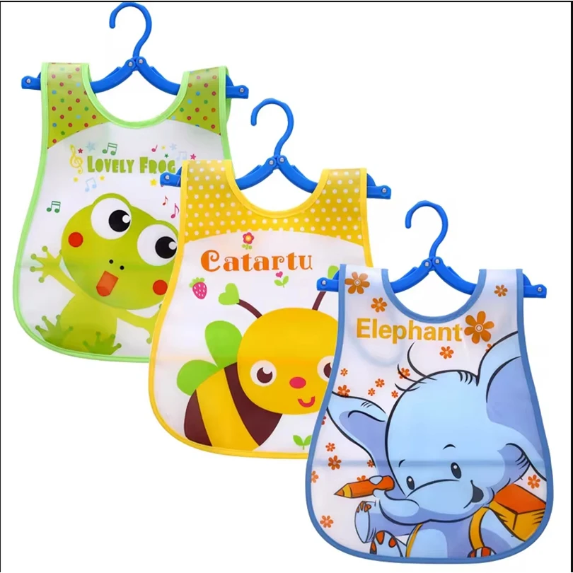 3 pieces/batch of waterproof baby carriers, sleeveless feeding aprons for boys and girls, cartoon animal children\'s carriers