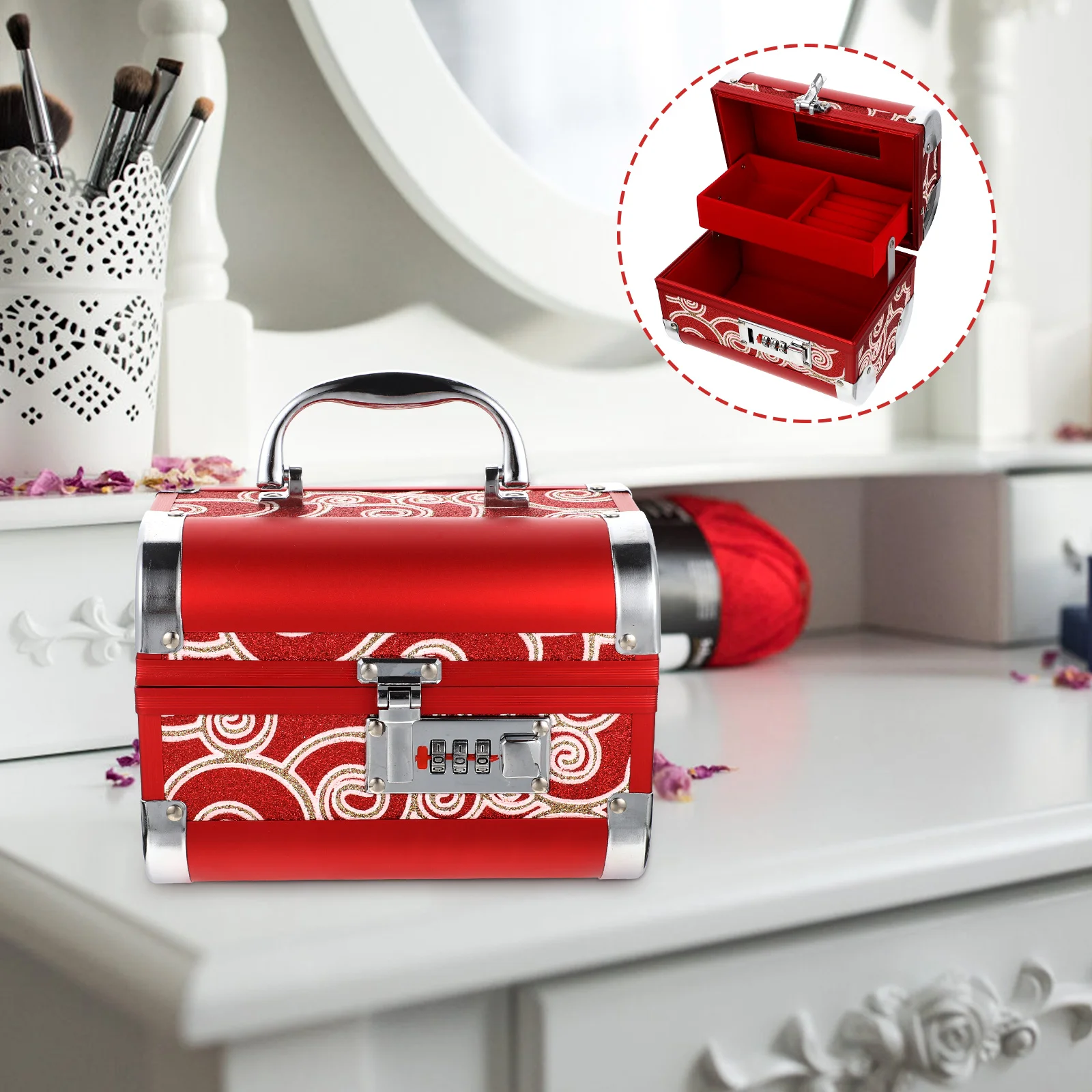 

Jewelry Box Organizer with Lock Storage Case Organizers Chest Ring and Organiser