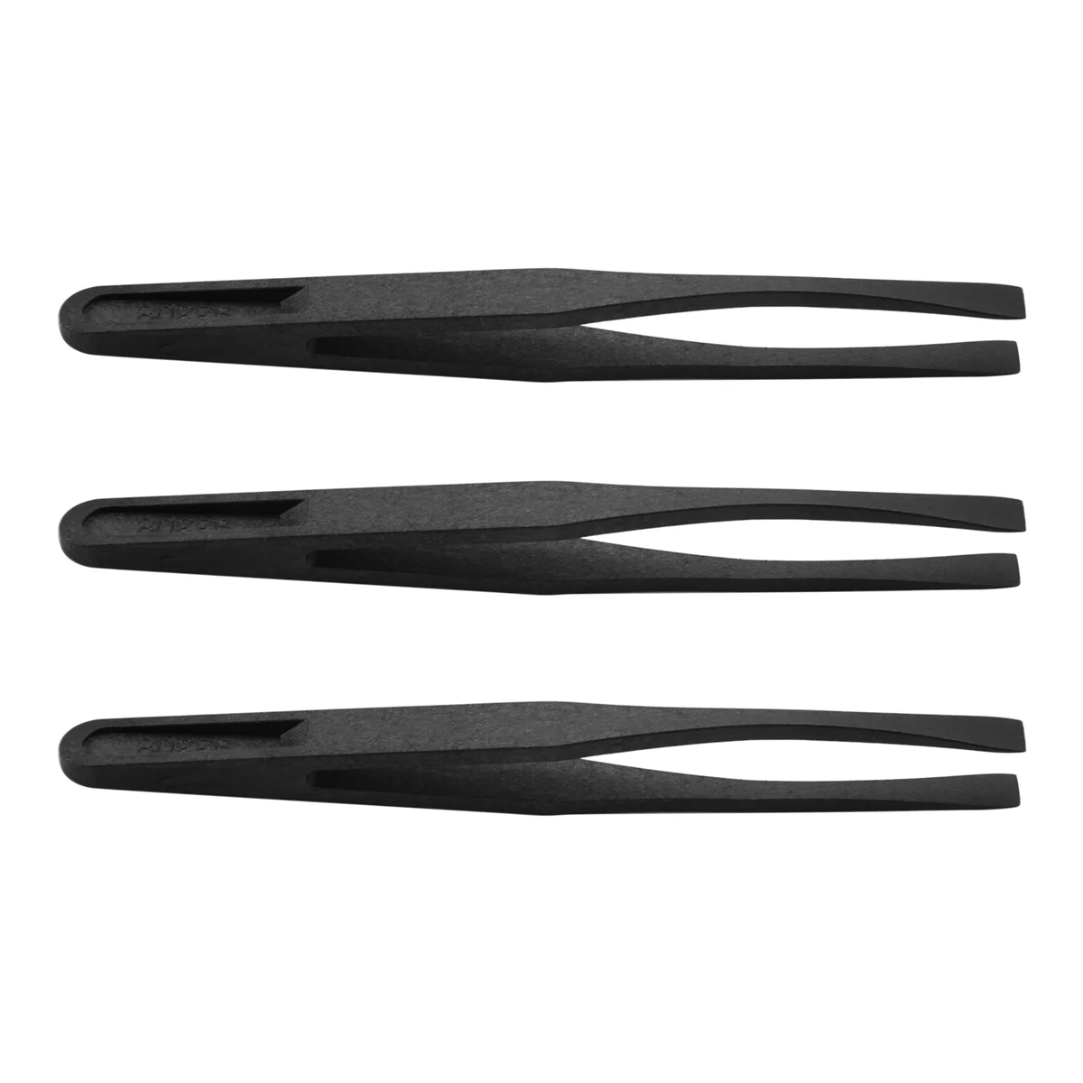 115Mm Long Flat Tip Black Plastic Anti-Static Tweezers 3 PcsT98C