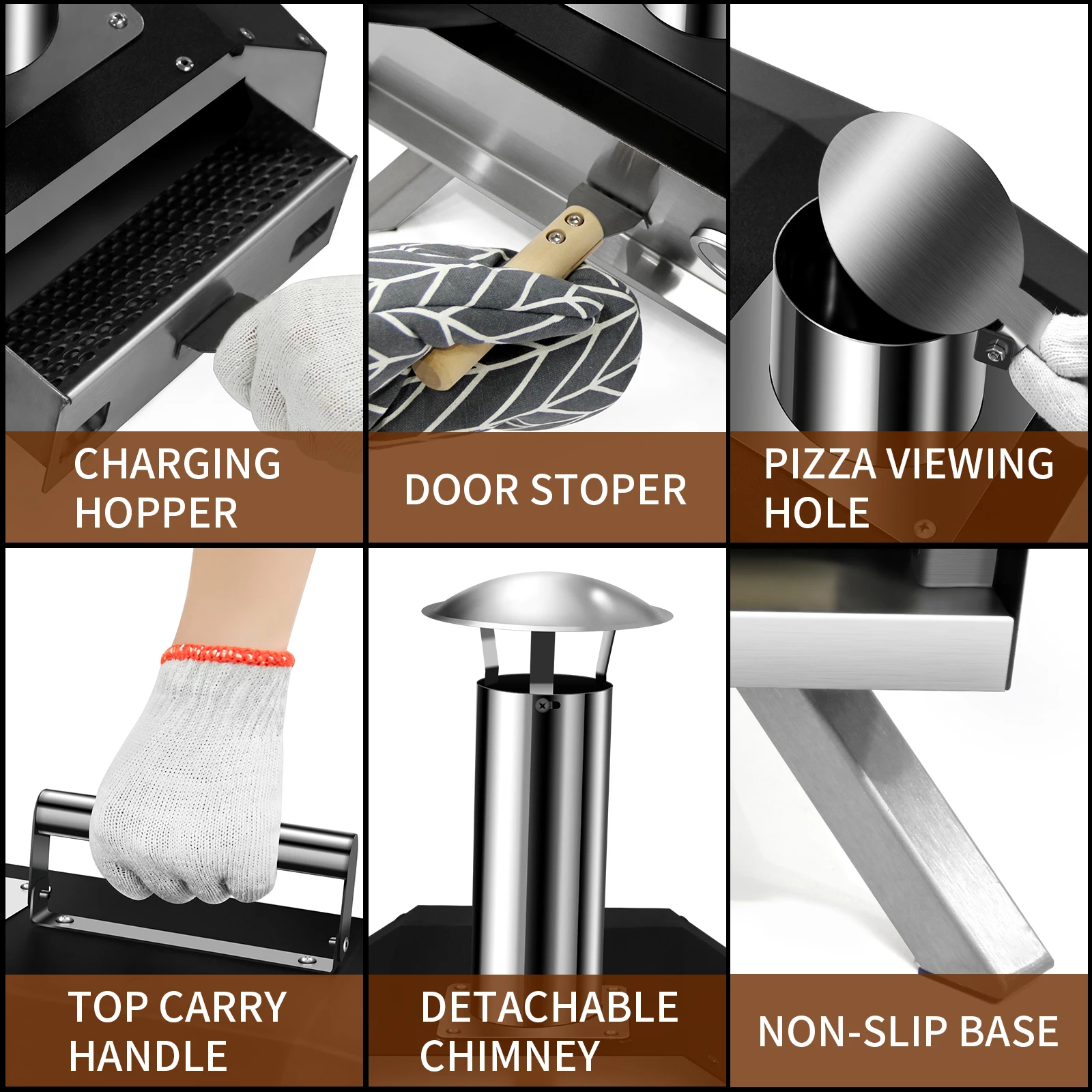 المحمولة البسيطة بيليه الفحم شواء مصنع المخرج في الهواء الطلق حديقة الخشب النار فرن البيتزا الذي لا يدخن والمحامص #4