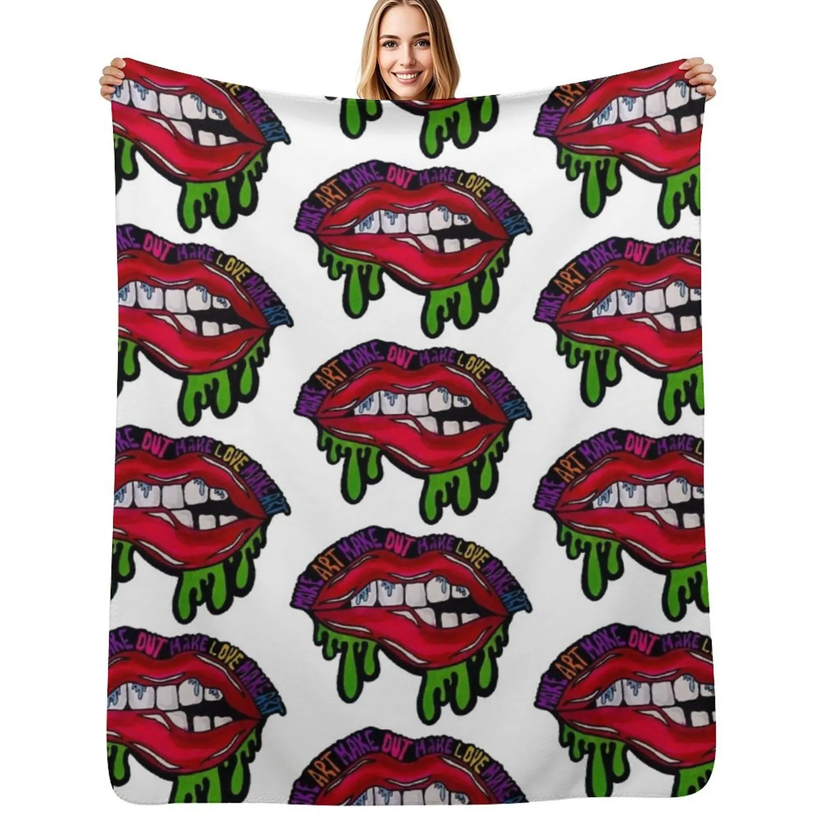 

make art make out make love Throw Blanket Single Polar anime for winter Blankets