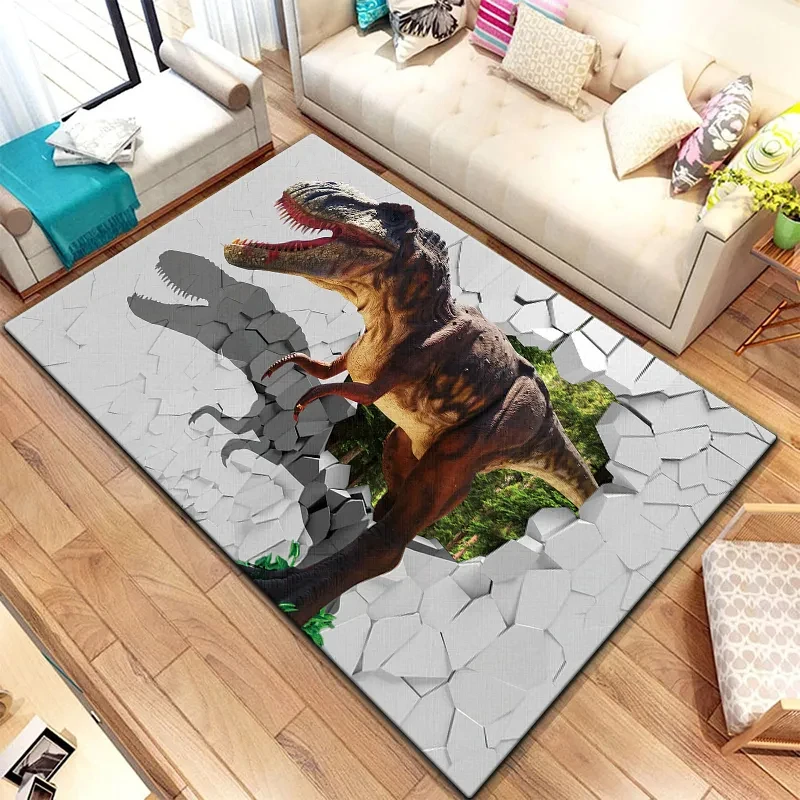 3D Jurassic Dinosaur Print Carpet for Living Room Bedroom Kitchen Bathroom Entrance Decor Non-slip Doormat Area Rug Yoga Mat