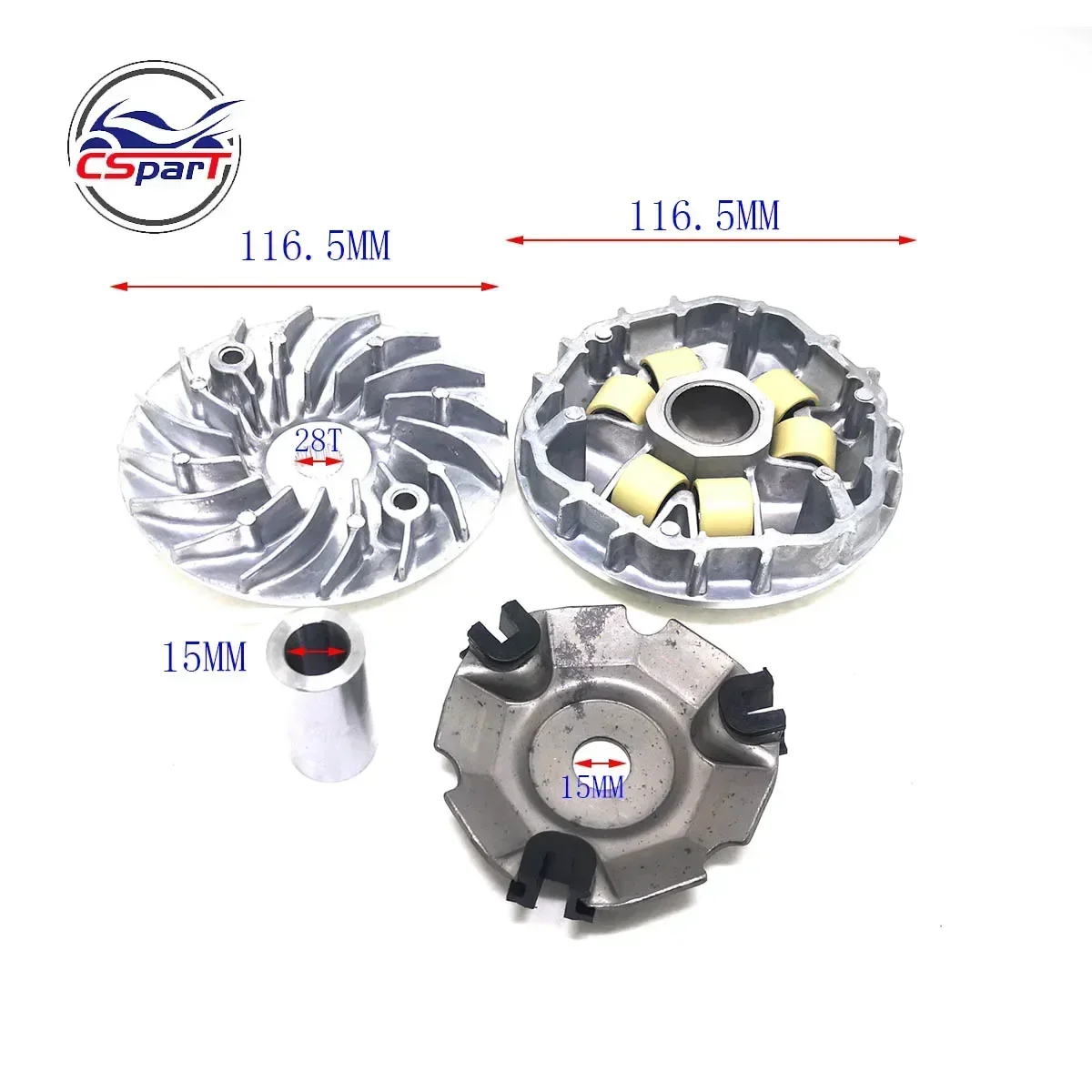 Variator Kit for Honda PCX125 WW125 PCX 125 PCX150 WW150 PCX 150 Front Primary Variator Clutch Movable /Face Drive Complete